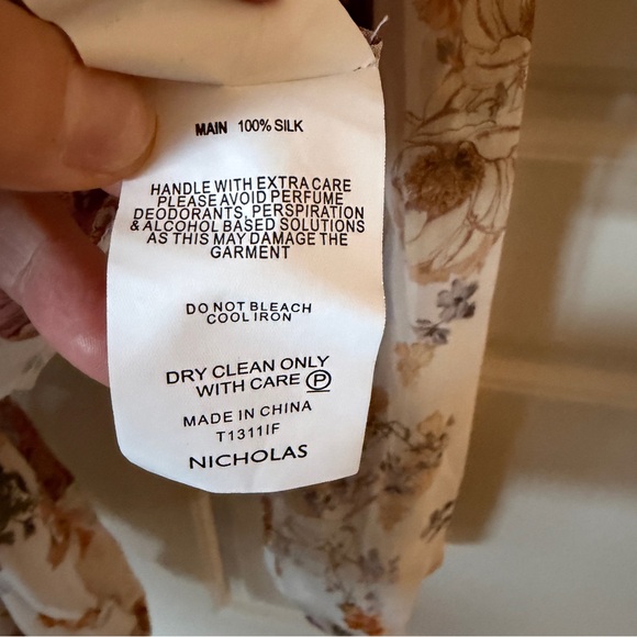 NICHOLAS Floral Silk Kaija Blouse Smocked High Neck Long Sleeve NWOT Small - Picture 7 of 9